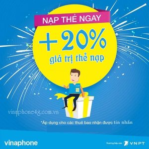 Khuyến mãi thẻ nạp Vinaphone ngày 13/3/2018 tặng 20% giá trị